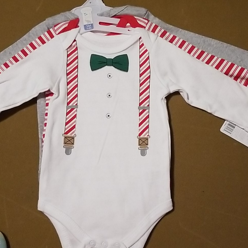 Baby Boys Christmas Long Sleeve Onsies  0-3 months